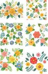 Obraz premium Colorful Floral Arrangements on White Background 1.