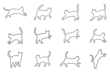 Seamless pattern of dog and cat silhouettes with various animals in a black vector design