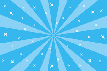 キラキラマークと集中線の背景イラスト（ブルー）	