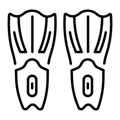 A linear style icon representing diving fins