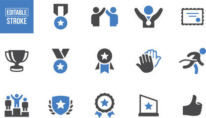 Awards and Success Icons – Trophy, Medal, Winner, Achievement, Star, Prize, Victory, Reward, Badge, Champion, Best, Recognition, Appreciation, Contest, Certification, Icon Set, Motivation Icons

