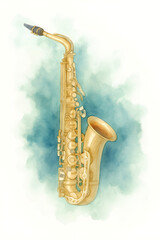 saxophone, watercolor, painting, drawing, art, instrument, saxophonist, jazz band, woodwind, brass, alto
