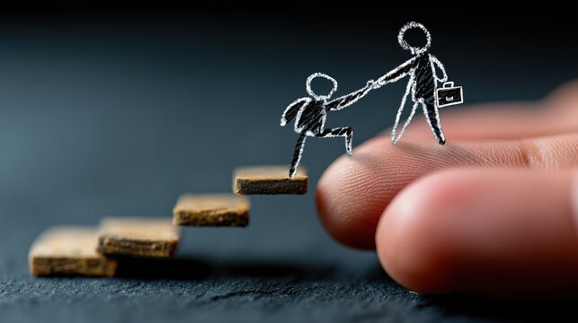 Concept - Main tendue pour aider a gravir les marches du succes - Powered by Adobe