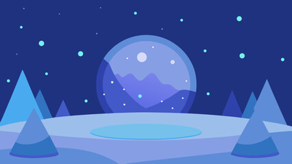 Fototapeta premium Magical snowfall scene glowing particles