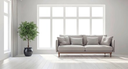 Fototapeta premium Minimalistyczny salon z naturalnym światłem