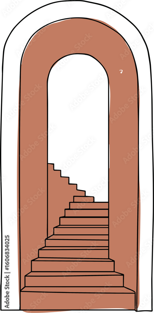 Poster abstract staircase in archway with minimalist design and curves