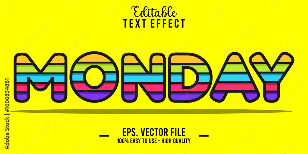 Poster monday text style effect, editable text effect