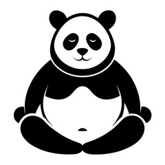 Panda Relaxing Pose vector clean black silhouette design white background