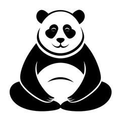 Panda Relaxing Pose vector clean black silhouette design white background