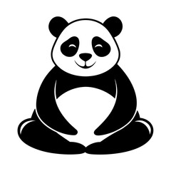 Panda Relaxing Pose vector clean black silhouette design white background