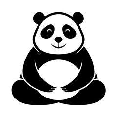 Panda Relaxing Pose vector clean black silhouette design white background