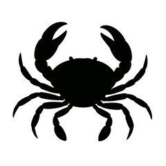 A simple black crab silhouette, a marine crustacean icon. Vector illustration for seafood, nature, or zodiac themes on a white background.