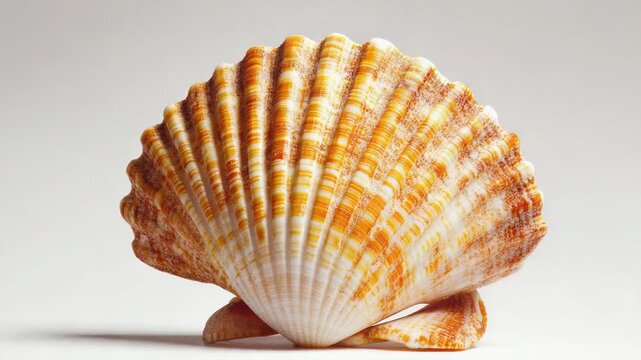 A detailed view of a shell on a white surface, ideal for use in scientific or educational contexts