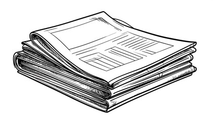 Stack of newspapers, hand drawn