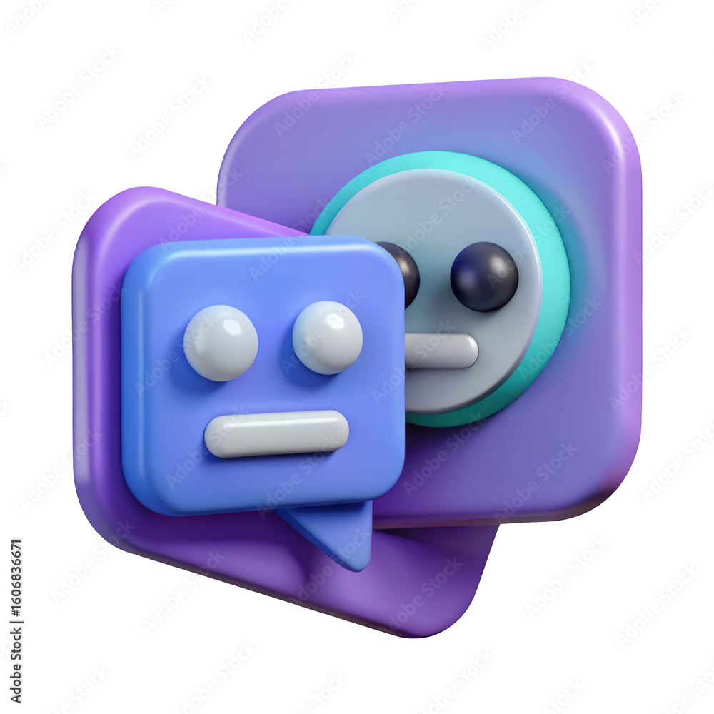Poster cute chatbot characters representing ai communication modern technology and artificial intelligence 