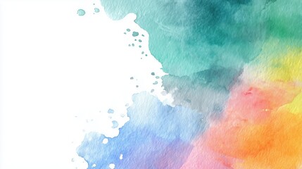 Fototapeta premium Vibrant watercolor splashes create a dynamic, artistic backdrop with a spectrum of bright colors and soft textures