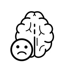 Depression and mental health issues, sad brain - vector icon