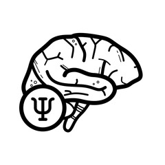 Psychology and neuroscience, mental well-being research - vector icon