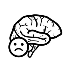 Depression and mental health issues, sad brain - vector icon