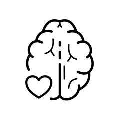 Brain and heart connection, mental and physical health - vector icon