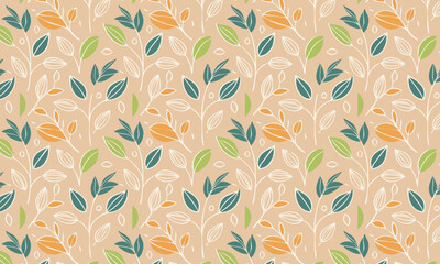 Modern seamless pattern with elegant stylized leaves and branches