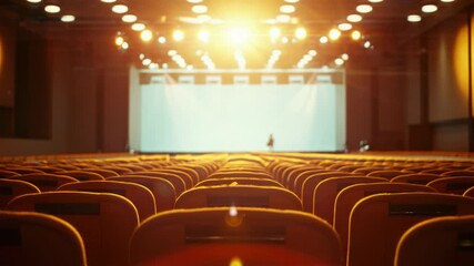 A darkened theater with rows of seats awaiting an audience, perfect for a dramatic performance or quiet contemplation