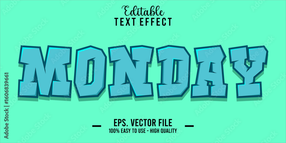 Poster monday text style effect, editable text effect