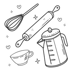 vector set of kitchen utensils