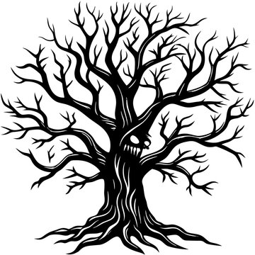 hellowen tree silhouette vector