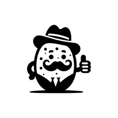 Fototapeta premium Dapper Potato Gentleman with Mustache and Hat Giving Thumbs Up.