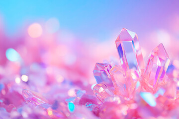 Abstract sparkling crystal background with iridescent geometric shapes for futuristic art
