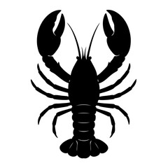 Black lobster silhouette vector icon. Marine crustacean seafood symbol isolated on a white background.