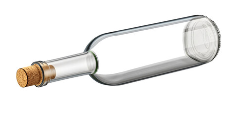 Empty Glass Bottle with Cork Stopper Isolated on Transparent Background (PNG)
Clear Empty Bottle with Cork Cap Isolated on White Background &ndash; PNG Format