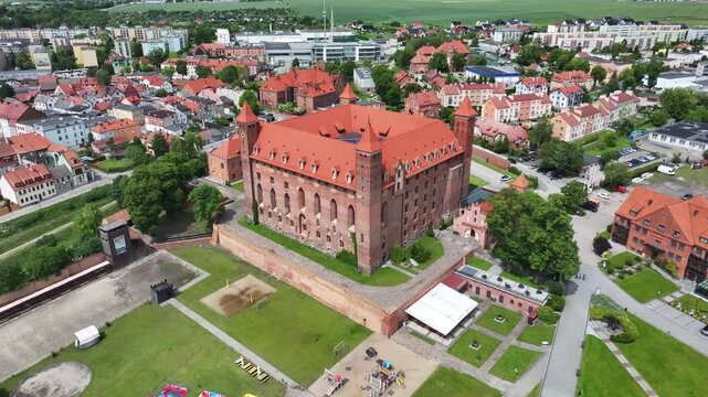 Aerial view of Gniew Castle in Gniew, Poland