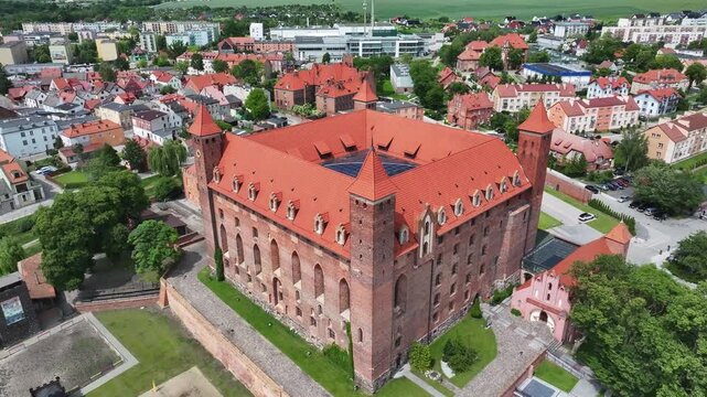 Aerial view of Gniew Castle in Gniew, Poland