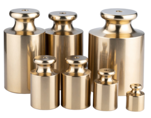 old weights on white background