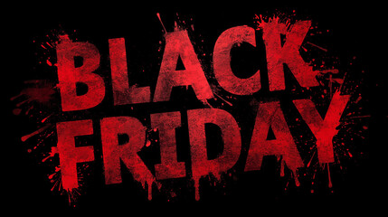 Bold Black Friday Sale Announcement with Splattered Red Paint Effect