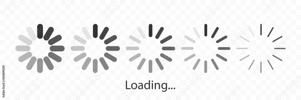 Poster loading buffering indicator. upload symbol isolated on transparent background. monochrome download s