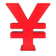 Obraz premium Yen Symbol: A vibrant, three-dimensional render of a red yen symbol, a bold statement of economic concept.