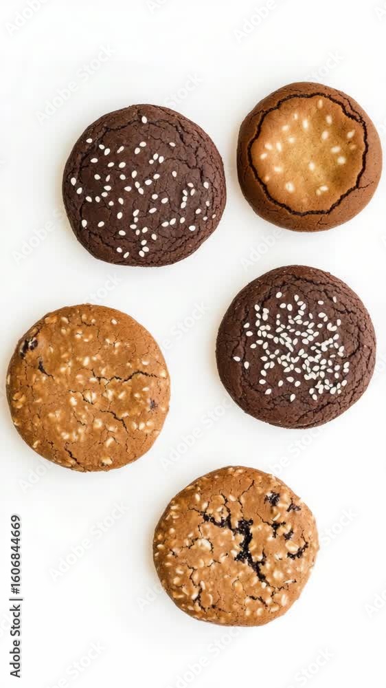 Aufkleber a collection of six different types of cookies, each with their own unique ingredients and toppings.