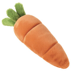 Plush toy carrot with soft textured surface on white