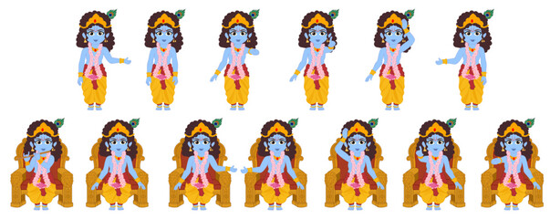 Bal Krishna Character Sprite Sheet Vector