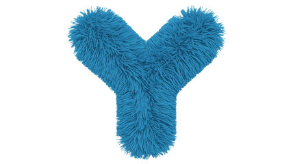 Plush toy shaped like Y letter with turquoise fur