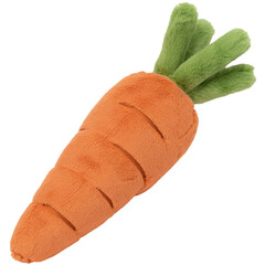 Plush toy carrot with soft textured surface on white