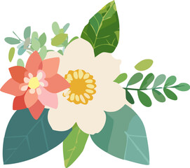 Obraz premium Stylized Floral Bouquet Illustration on White Background.