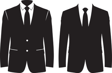 Two formal suits with ties silhouette
