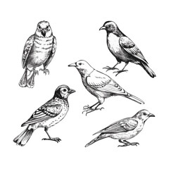 set of birds on a branch