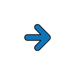 Minimalist blue right arrow on gray circle icon