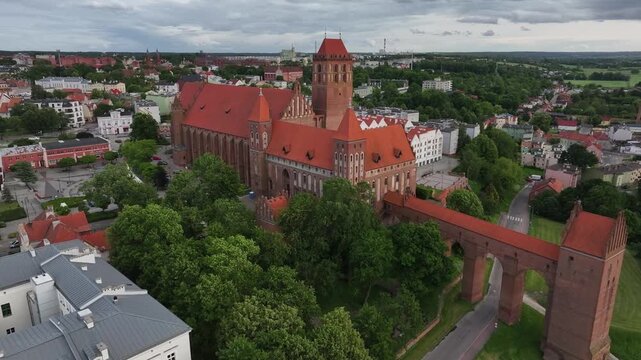 Aerial view of the medieval castle in Kwidzyn, Poland