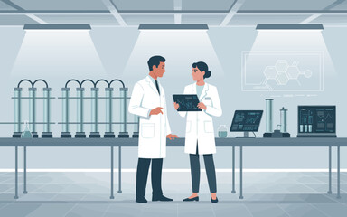 Scientists Discussing Research in Lab